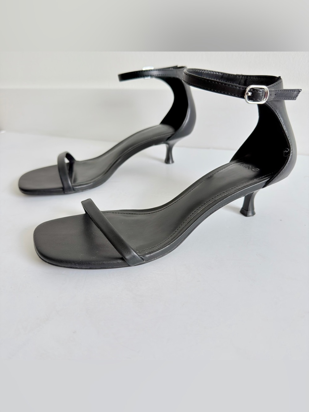 Mango Black Strappy kitten Heeled Sandals US 5.5